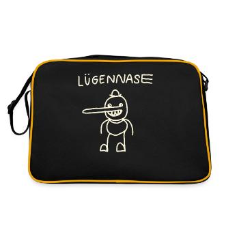 Du kleine Lügennase! - Retro Tasche - Schwarz/Gold - Hinten