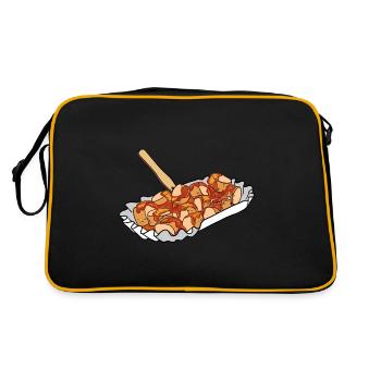 Currywurst Curry Wurst Bratwurst Berliner Ruhrpott - Retro Tasche - Schwarz/Gold - Hinten
