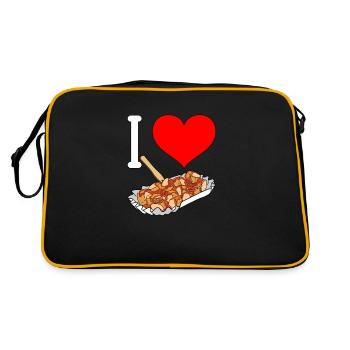 Currywurst Curry Wurst Bratwurst Berliner Ruhrpott - Retro Tasche - Schwarz/Gold - Hinten