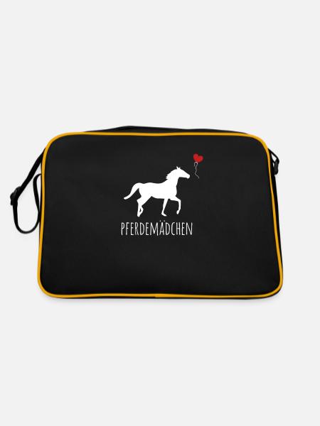 Pferdemädchen Design für ein Pferdemädchen - Retro Tasche - Schwarz/Gold