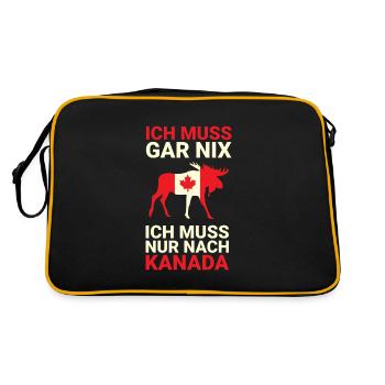 Ich muss nur nach Kanada - Retro Tasche - Schwarz/Gold - Hinten