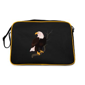 White-headed Eagle Bird Hawk Hawk Buzzard Nature - Retro Bag - black/gold - Back
