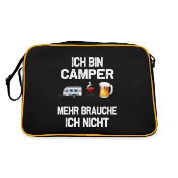Ich bin Camper, Camping-Design - Retro Tasche - Schwarz/Gold - Hinten