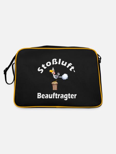 Stoßluft-Beauftragter lustig fun Möwe maritim - Retro Tasche - Schwarz/Gold