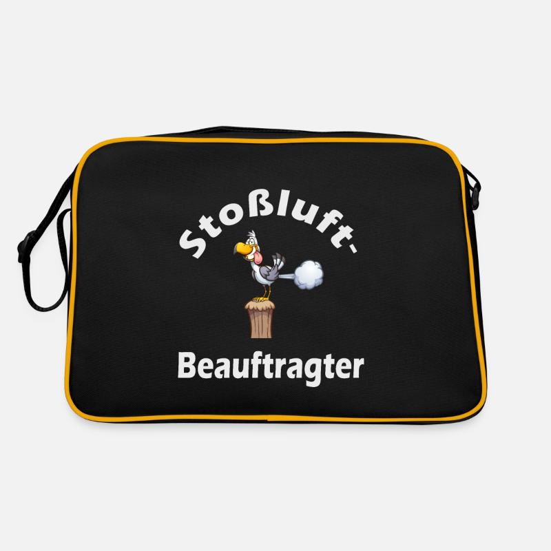 Stoßluft-Beauftragter lustig fun Möwe maritim - Retro Tasche - Schwarz/Gold