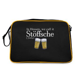 In Hessen, we call it Stöffsche I Äppelvoi - Retro Tasche - Schwarz/Gold - Hinten