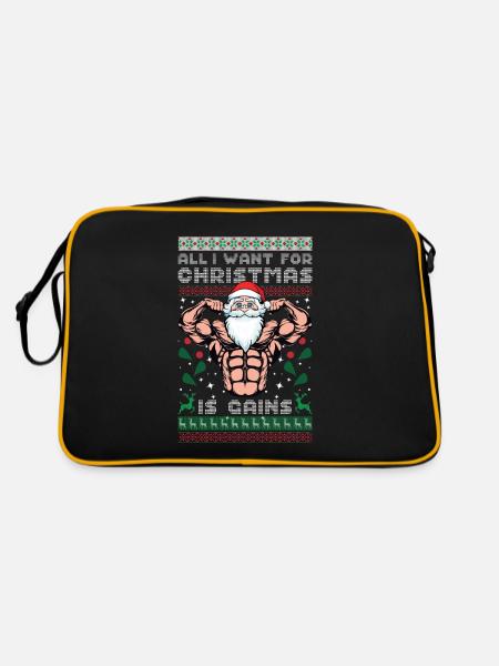 All I Want For Christmas Is Gains Workout Gym - Retro Bag - black/gold - Back