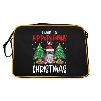 I Want A Hippopotamus for Christmas Funny - Retro Tasche - Schwarz/Gold - Hinten