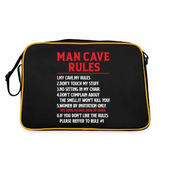 Man Cave Rules - Mancave Joke - Retro Bag - black/gold - Back