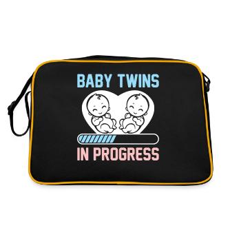 Twins Loading Newborn Boy And Girl Smiling Faces - - Retro Tasche - Schwarz/Gold - Hinten