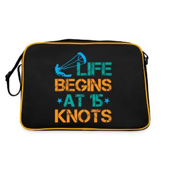Life Begins At 15 Knots - Kitesurfing - Retro Bag - black/gold - Back