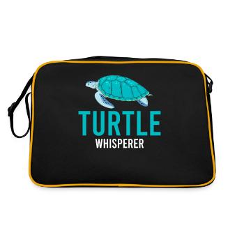 Turtle Whisperer - Ocean Sea Animal Turtle - Retro Tasche - Schwarz/Gold - Hinten