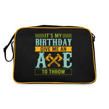 It's My Birthday Give Me An Axe To Throw - Axe Thr - Retro Tasche - Schwarz/Gold - Hinten
