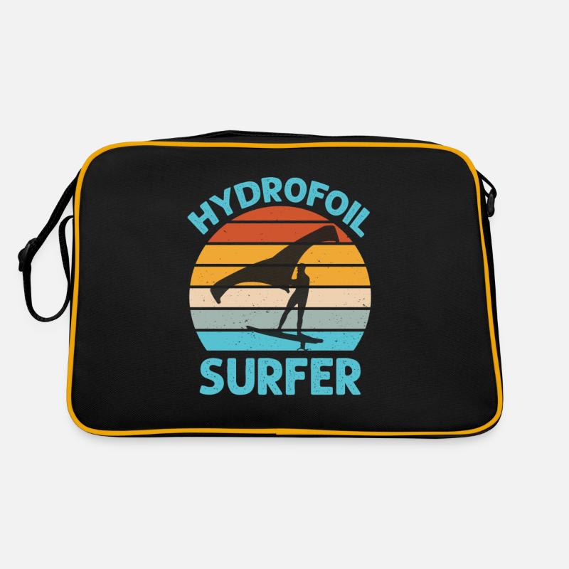 Hydrofoil Surfer - Wingfoil Surf - Retro Tasche - Schwarz/Gold