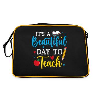 Teacher It's Beautiful Day To Teach - Retro Bag - black/gold - Back