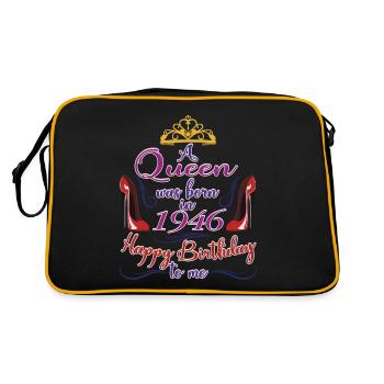 A Queen Was Born In 1946 - 76 Years Old Birthday - Retro Bag - black/gold - Back