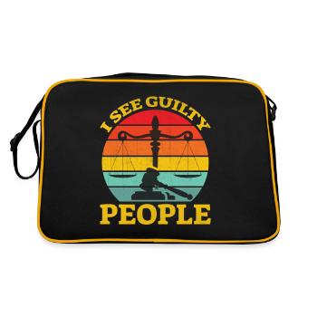 Lawyer Saying Slogan - I See Guilty People - Retro Tasche - Schwarz/Gold - Hinten