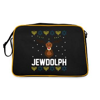 Hanukkah Jewish Ugly Christmas Menorah Cellphone - Retro Bag - black/gold - Back