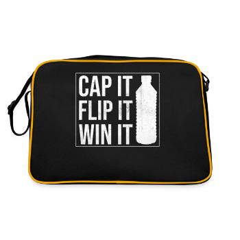 Bottle Flipping Saying Quote - Cap It Flip It Win - Retro Bag - black/gold - Back