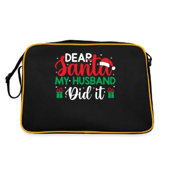 Christmas Saying Pun Dear Santa My Husband Did It - Retro Bag - black/gold - Back