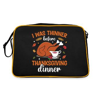 I Was Thinner Before Thanksgiving Dinner - Thanksg - Retro Bag - black/gold - Back