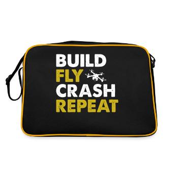 Drone Pilot Build Fly Crash Repeat Quadcopter Raci - Retro Tasche - Schwarz/Gold - Hinten