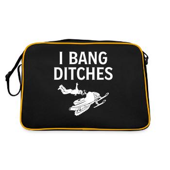 Snowmobiling Joke Pun Slogan - I Bang Ditches - Retro Bag - black/gold - Back