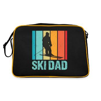 Ski Winter Skiing - Ski Dad - Retro Tasche - Schwarz/Gold - Hinten