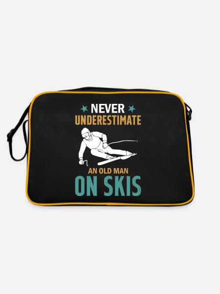 Ski Winter Skiing - Never Underestimate An Old Man - Retro Bag - black/gold - Back