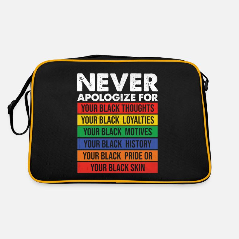 Black History Month Never Apologize For Your Black - Retro Tasche - Schwarz/Gold