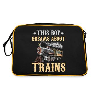 Train Saying Slogan - Ce garçon rêve de trains - Sac Retro - noir/or - Dos