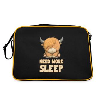 Sleeping Scottish Highland Cow Cattle Cow - Retro Bag - black/gold - Back