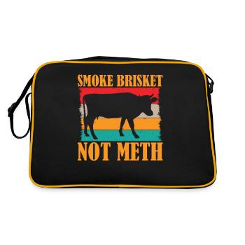 BBQ Smoker Saying - Smoke Brisket Not Meth - Retro Tasche - Schwarz/Gold - Hinten