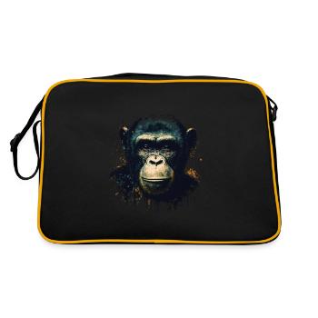 Chimpanzee Monkey Portrait - Retro Bag - black/gold - Back