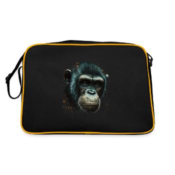 Chimpanzee Monkey Portrait - Retro Bag - black/gold - Back