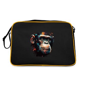 Chimpanzee Monkey Portrait - Retro Bag - black/gold - Back