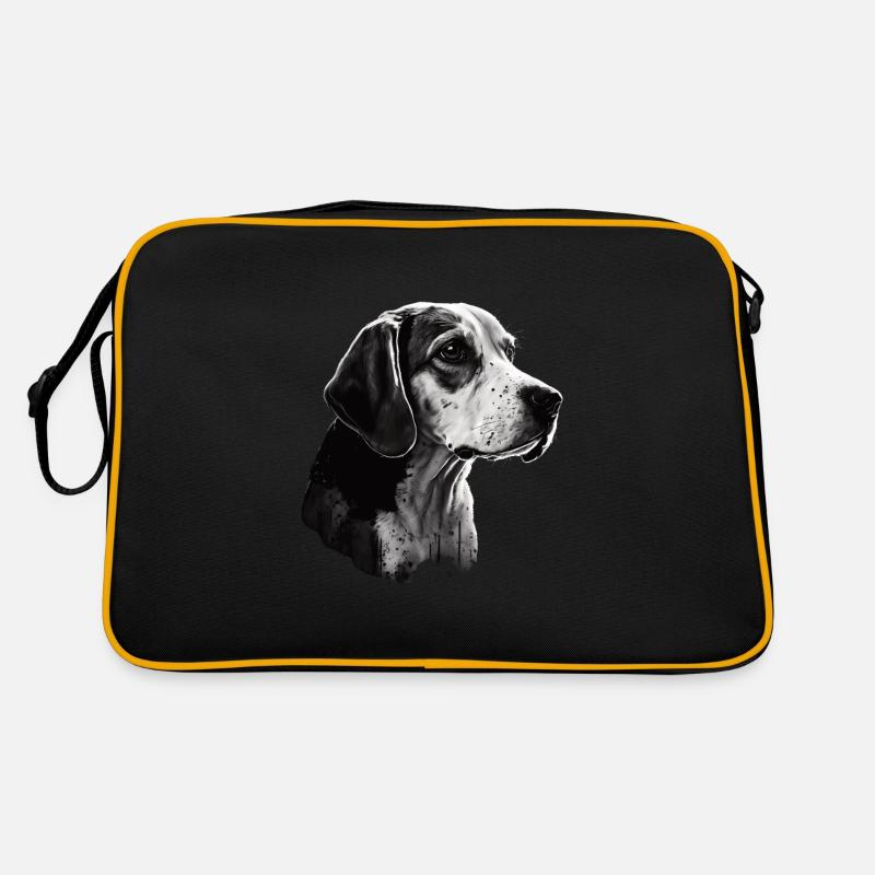 Beagle Image Portrait - Retro Bag - black/gold