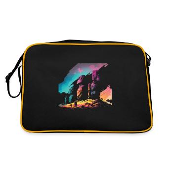 Rapa Nui Moai Kopf Statue Osterinsel - Retro Tasche - Schwarz/Gold - Hinten