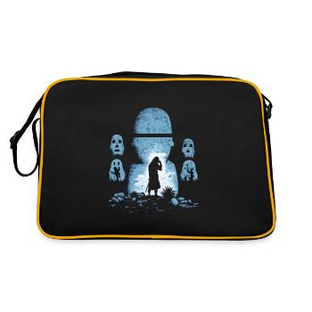 Rapa Nui Moai Kopf Statue Osterinsel - Retro Tasche - Schwarz/Gold - Hinten