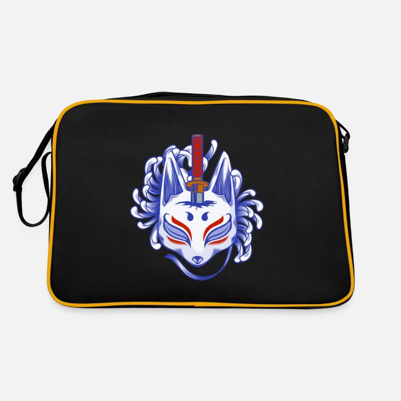 Renard Kitsune - Sac Retro - noir/or