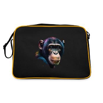 Chimpanzee Monkey Portrait - Retro Bag - black/gold - Back
