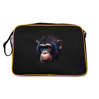 Chimpanzee Monkey Portrait - Retro Bag - black/gold - Back