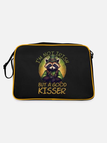 I'm not Irish but a good Kisser Raccoon St. Patty - Retro Bag - black/gold - Back