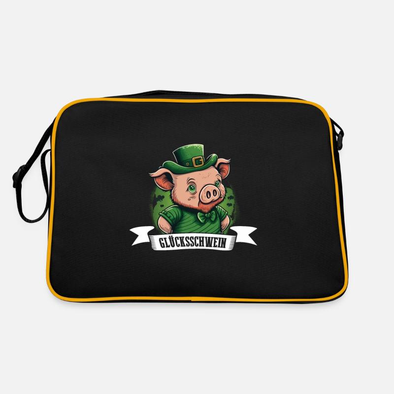 Lucky pig St. Patty pig - Retro Bag - black/gold