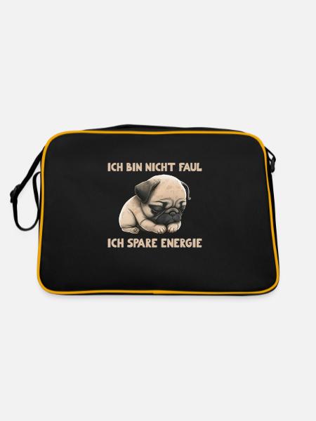 Je ne suis pas paresseux - j’économise de l’énergie - Sac Retro - noir/or - Dos