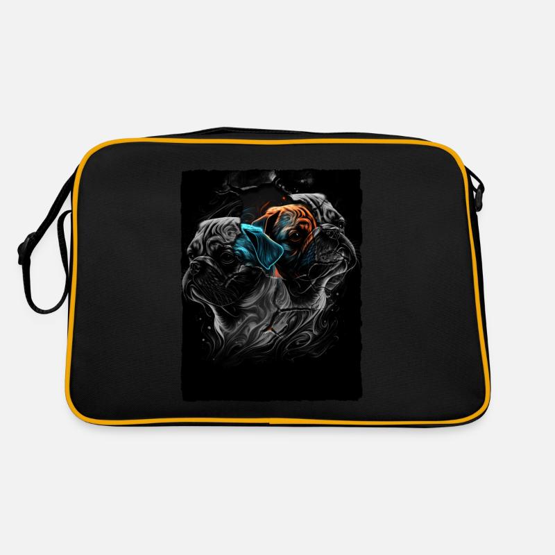 Mops Portrait Retro Tasche