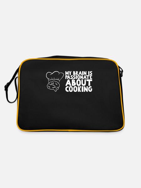 My Brain is passionate about Cooking - Retro Bag - black/gold - Back