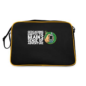 Geocaching Weckt Die Abenteuerlust Des Gehirns - Retro Tasche - Schwarz/Gold - Hinten