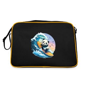 Panda ours surfant sur la grosse vague - Sac Retro - noir/or - Dos