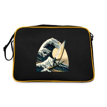 Planche à voile sur la grosse vague de Kanagawa - Sac Retro - noir/or - Dos